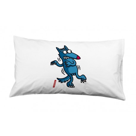 FUNDA ALMOHADA LOBO AZUL