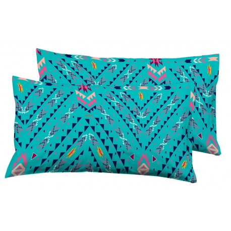 FUNDA ALMOHADA TRIANGLES TURQUESA